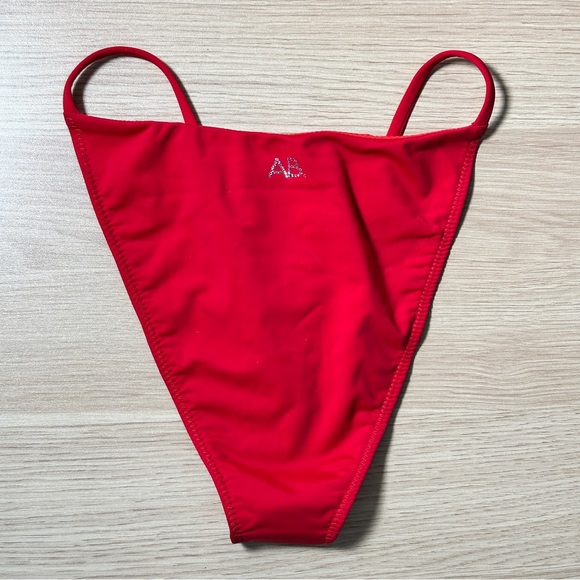 *NWOT Angelys Balek Cross Neck Wrap Front Bikini & String Brief in salsa - Picture 11 of 14